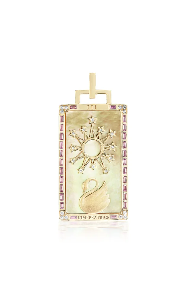 L'Imperatrice Piccola 18K Yellow Gold Multi-Stone Tarot Card Pendant