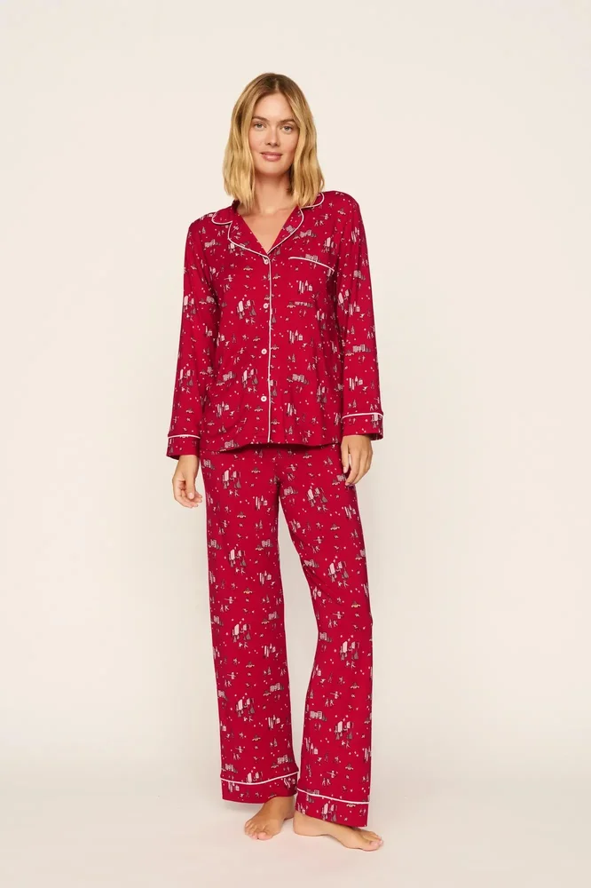 Gisele Printed TENCEL Modal Long PJ Set in Winter Skating