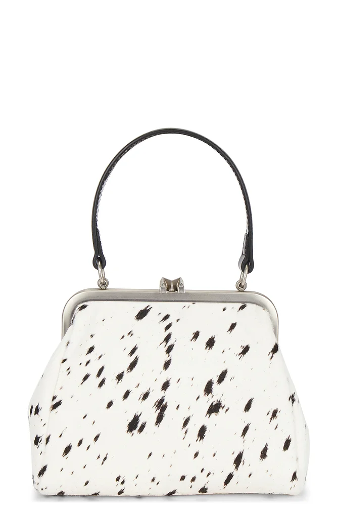 Small Cowhide Leather Metal Clasp Bag