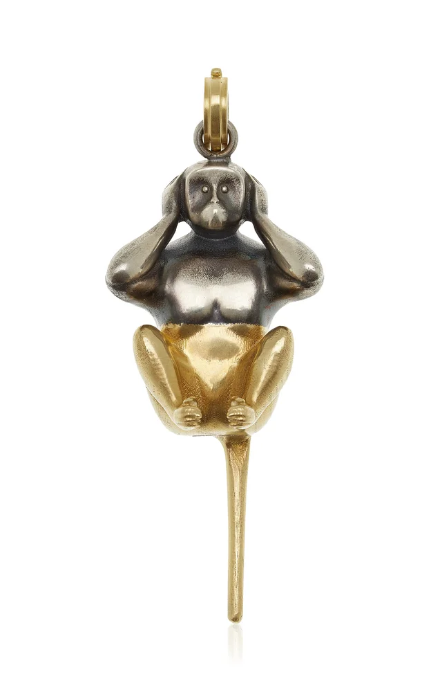Hear Nothing 18k Yellow Gold and Sterling Silver Pendant