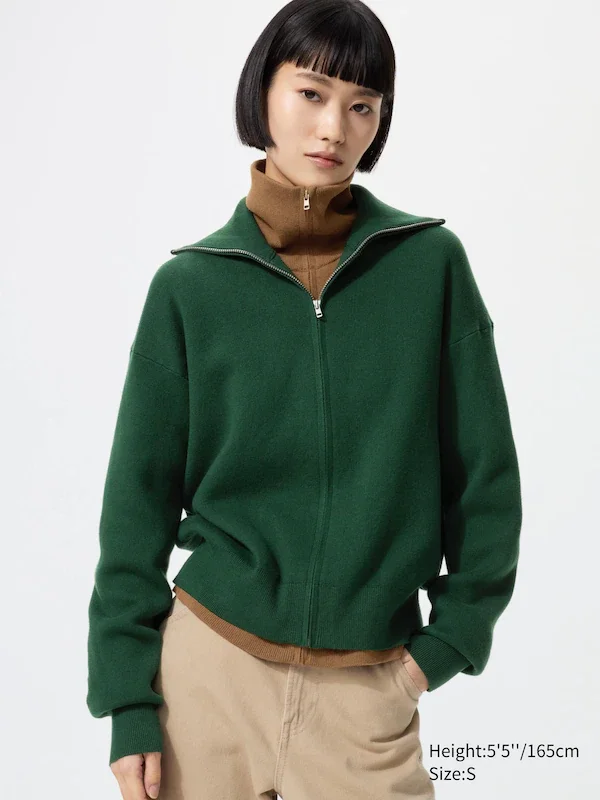 Smooth Cotton Full-Zip Cardigan
