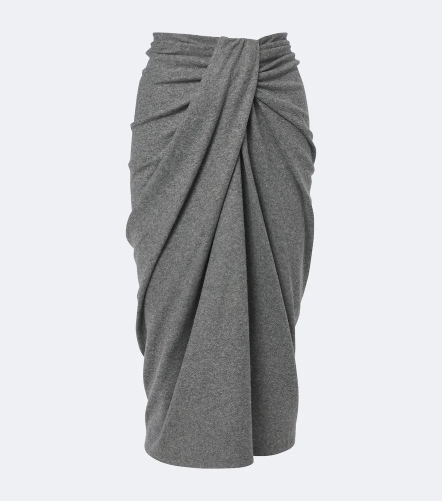 Jeldia draped flannel midi skirt