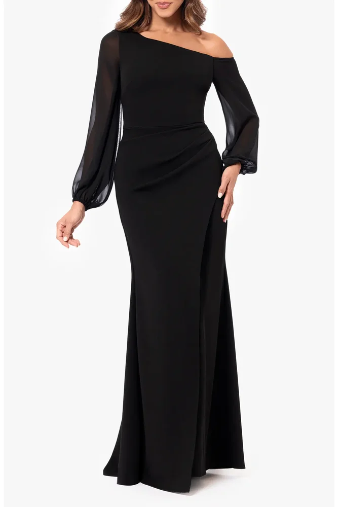 Off the Shoulder Long Sleeve Gown