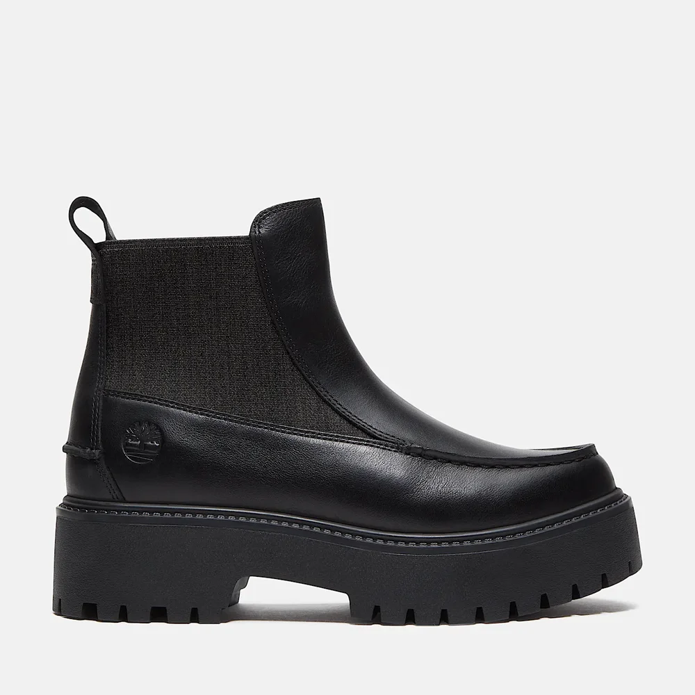 Stone Street Platform Chelsea Boot (Black Full-Grain)