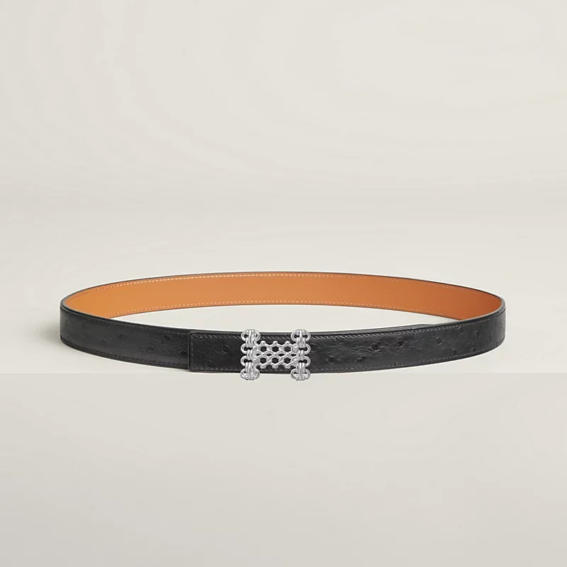 H Entrelacs belt buckle & Leather strap 24 mm