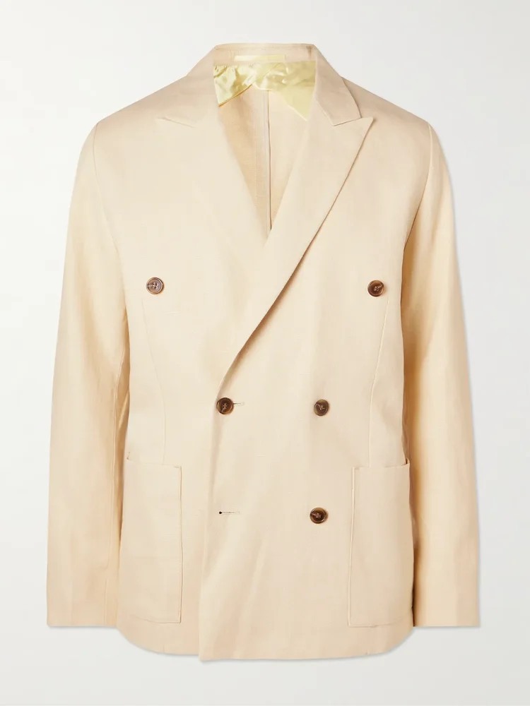 Jordin 1454 Double-Breasted Linen Woven Blazer