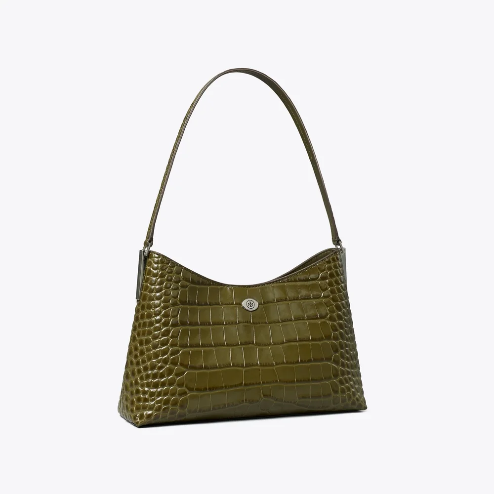 Small Robinson Croc-Embossed Shoulder Bag