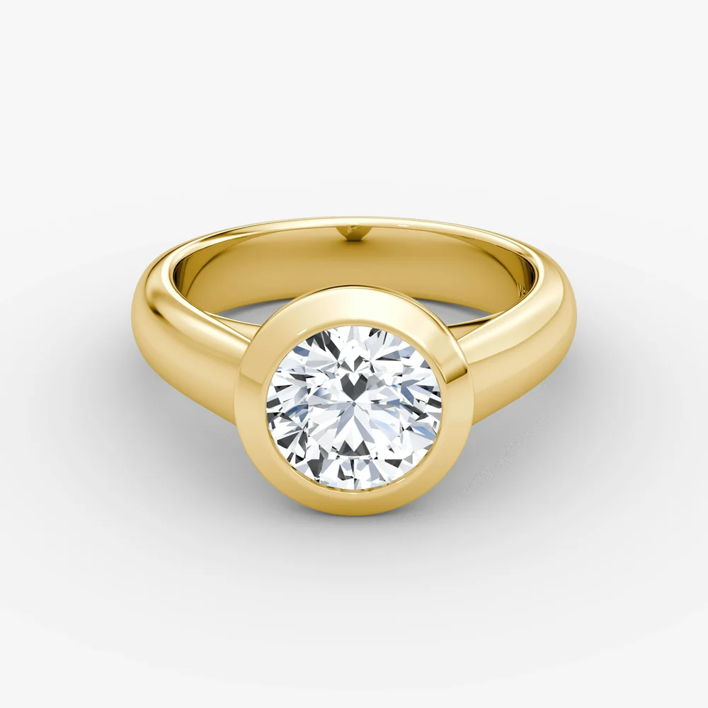 Sculpture Bezel Ring, Round Brilliant