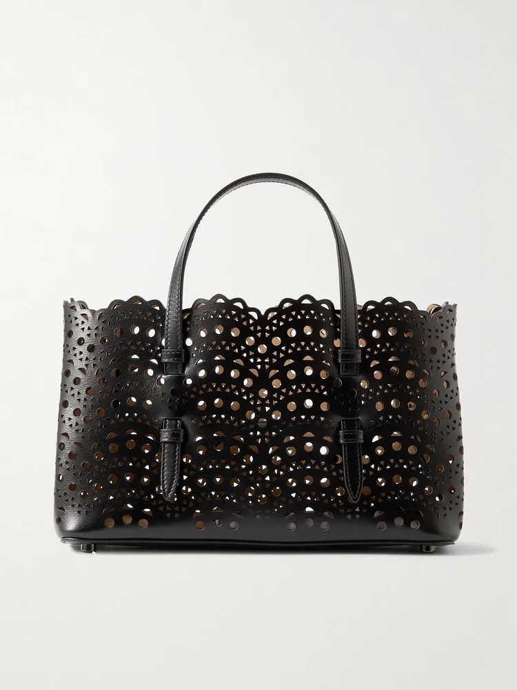 Mena 25 E/W medium laser-cut leather tote