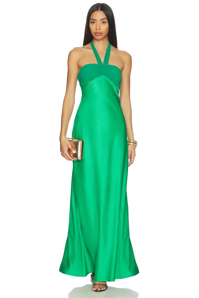 Marilla Ruched Halter Maxi Dress