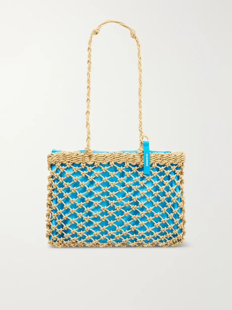 Tangle Net satin and cotton cord shoulder bag