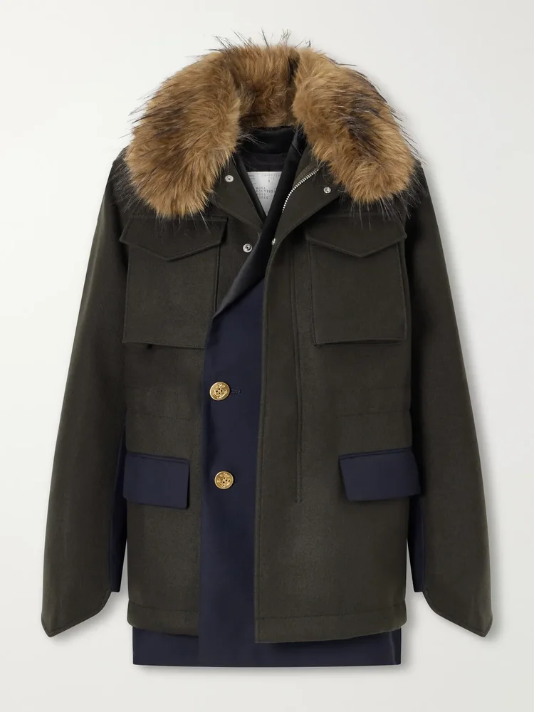 Layered wool coat