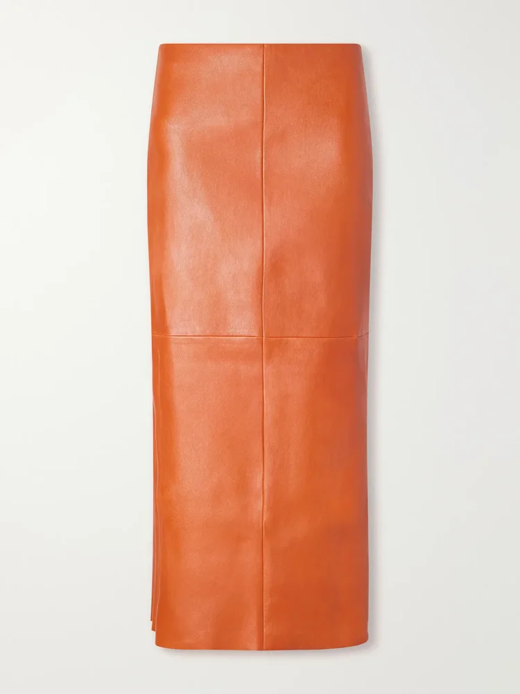 Winona leather midi skirt