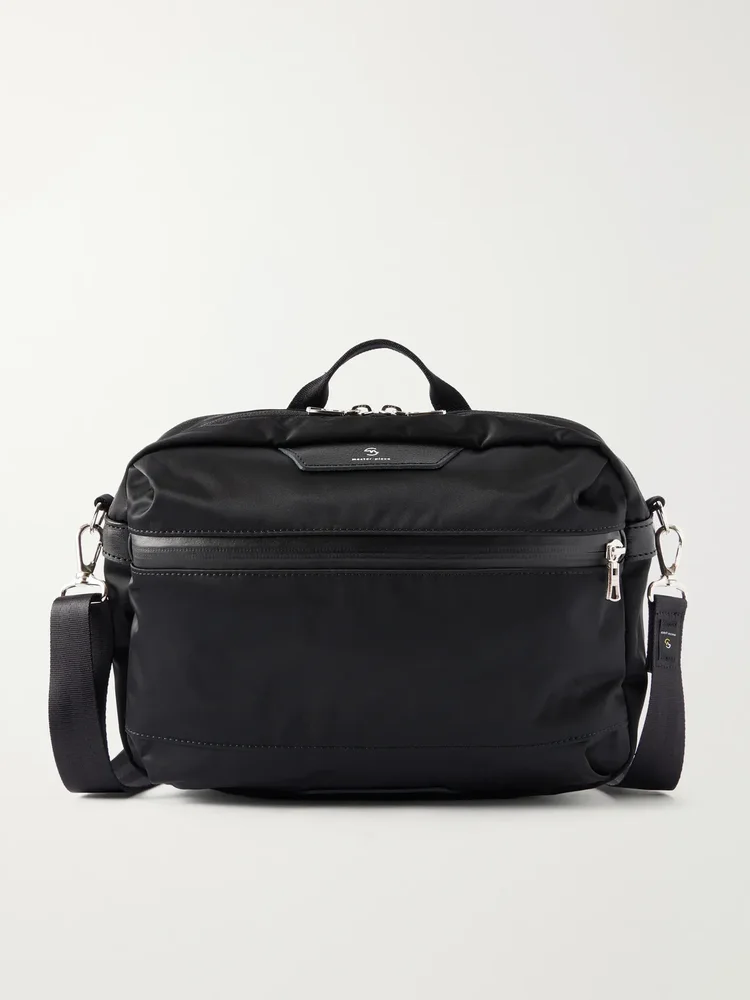 Proress Leather-Trimmed Twill Messenger Bag