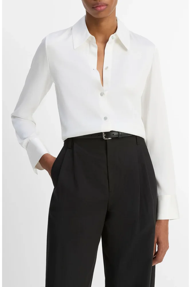 Slim Fit Silk Blend Button-Up Shirt