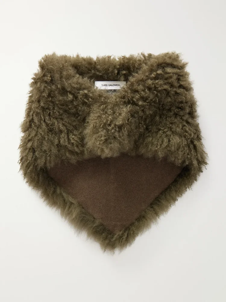 Shearling and wool scarf