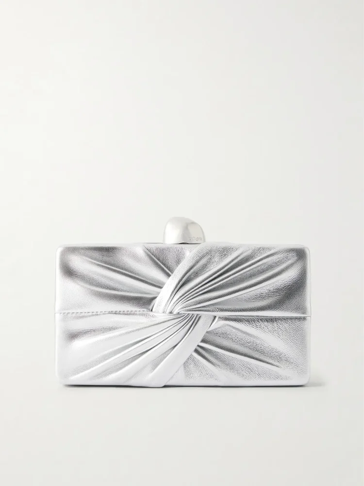 Lisse gathered leather clutch
