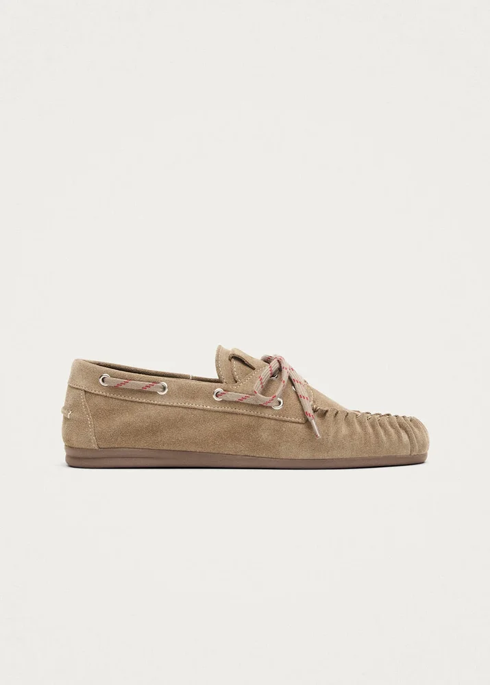 Rowan Sporty Suede Beige Leather Loafers
