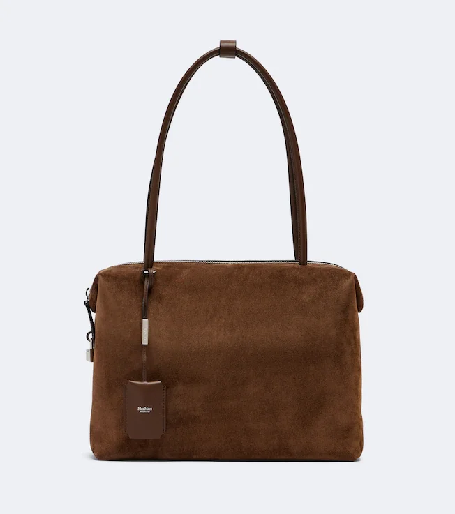 Large suede shoulder bag
