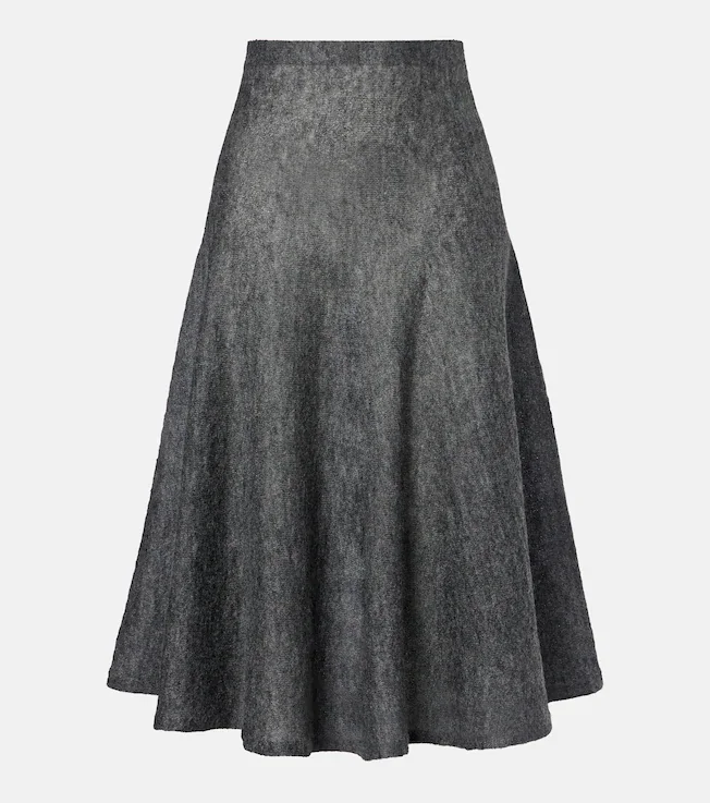Mohair and wool-blend midi skirt