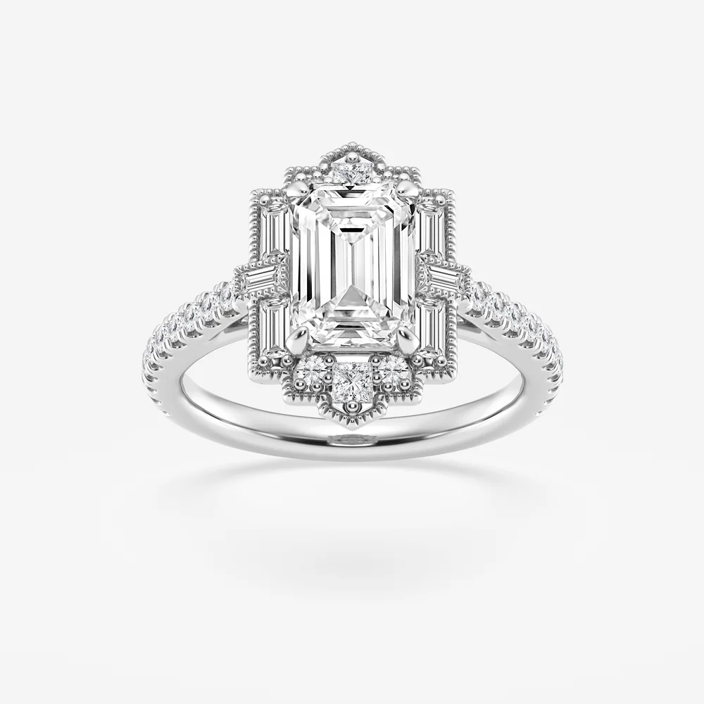 Cleopatra 2 2/3 ctw Multi-Shape Lab Grown Diamond Vintage Inspired Art Deco Engagement Ring Platinum