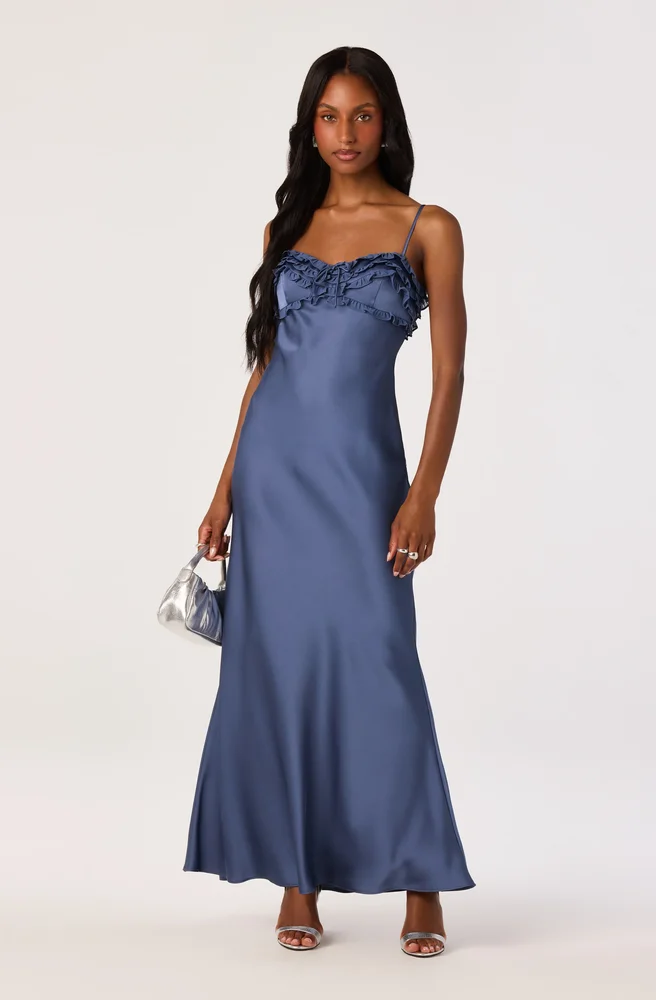Jade Bow-Detail Satin Maxi Dress