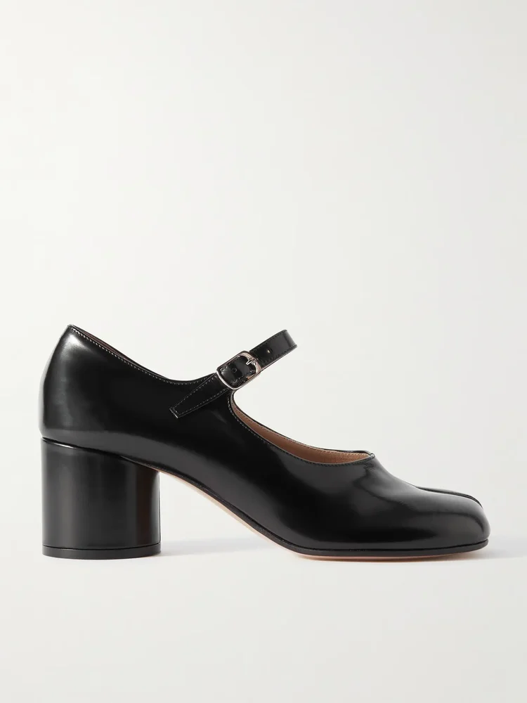Tabi Split-Toe Glossed-Leather Mary Jane Pumps