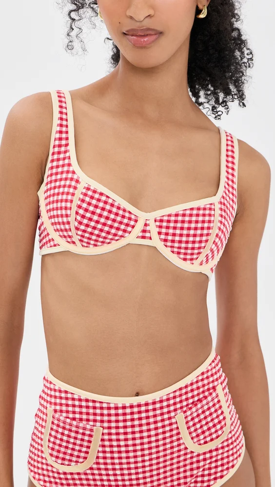 Micro Gingham Romy Binded Bikini Top