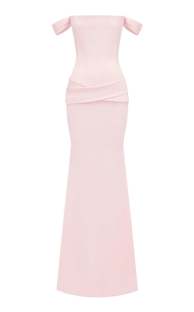 Off-The-Shoulder Satin Crepe Gown