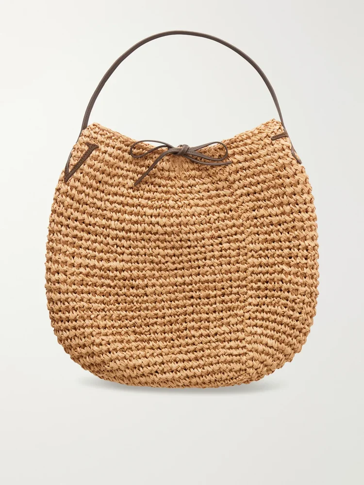 bulb large suede trimmed raffia tote