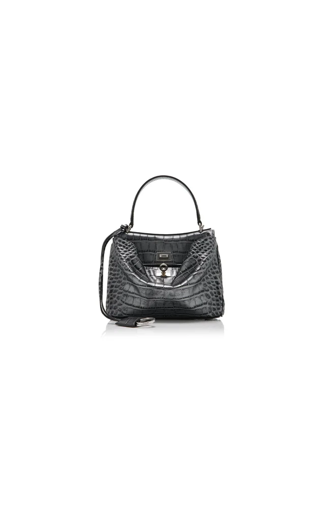 Rodeo Croc-Effect Metallic Leather Top Handle Bag