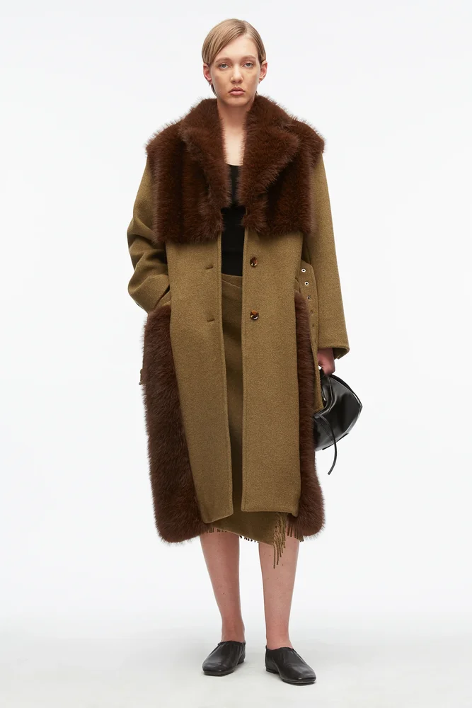 Faux Fur Melton Coat
