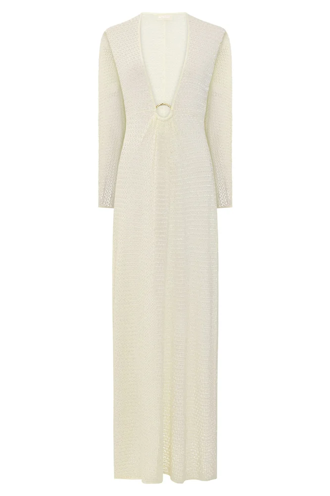 Santorini Kaftan, Ivory Lace Crochet