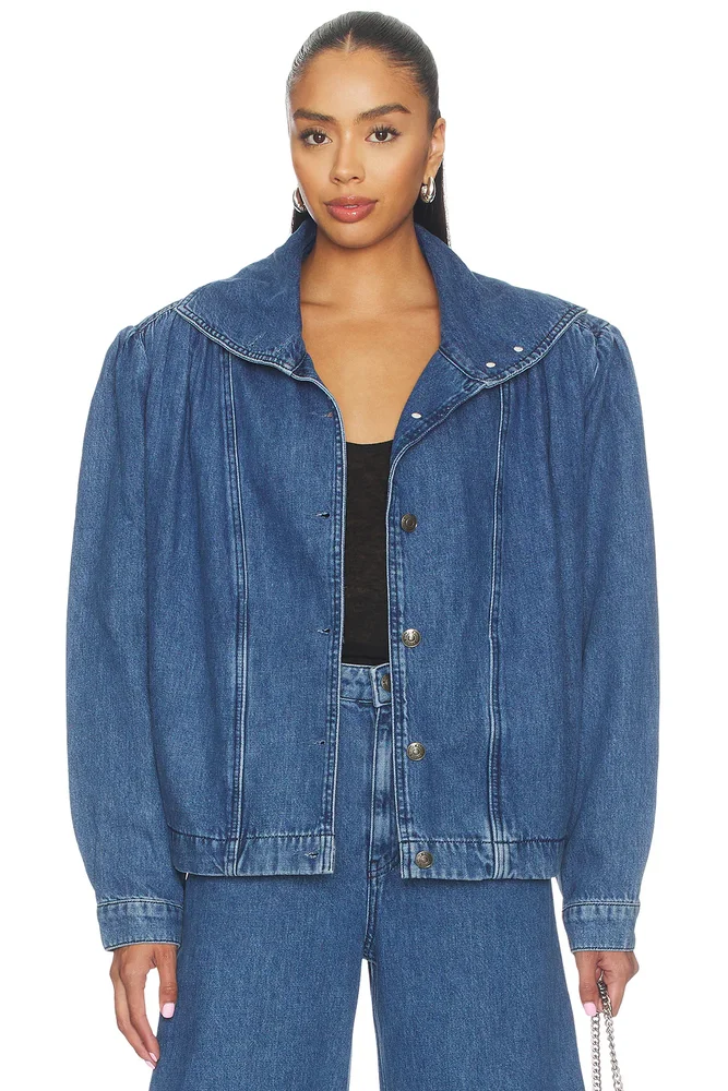 Gathered Denim Jacket
