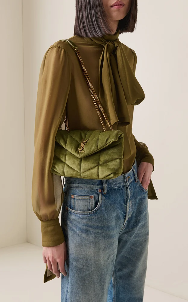 Toy Puffer Suede-Satin Matelasse Bag
