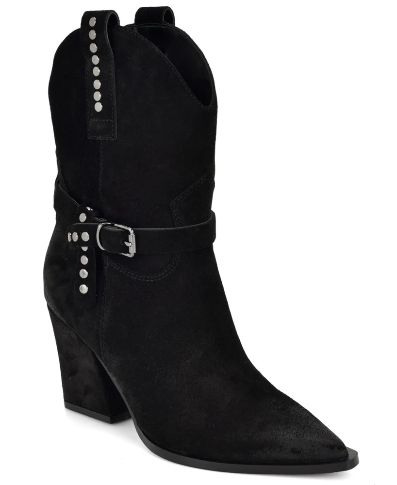 Weslie Suede Western Block Heel Booties
