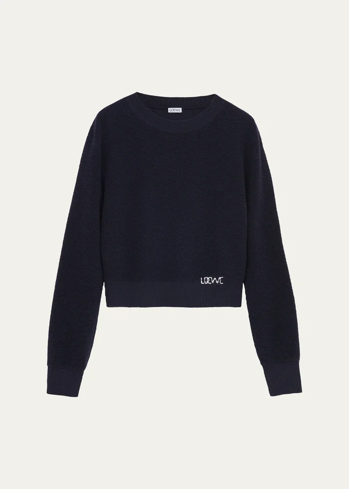 Logo Embroidered Wool Crewneck Sweater