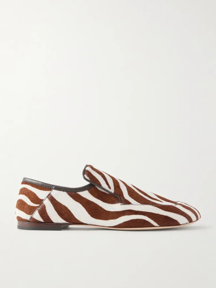 Dakar zebra-print calf hair loafers