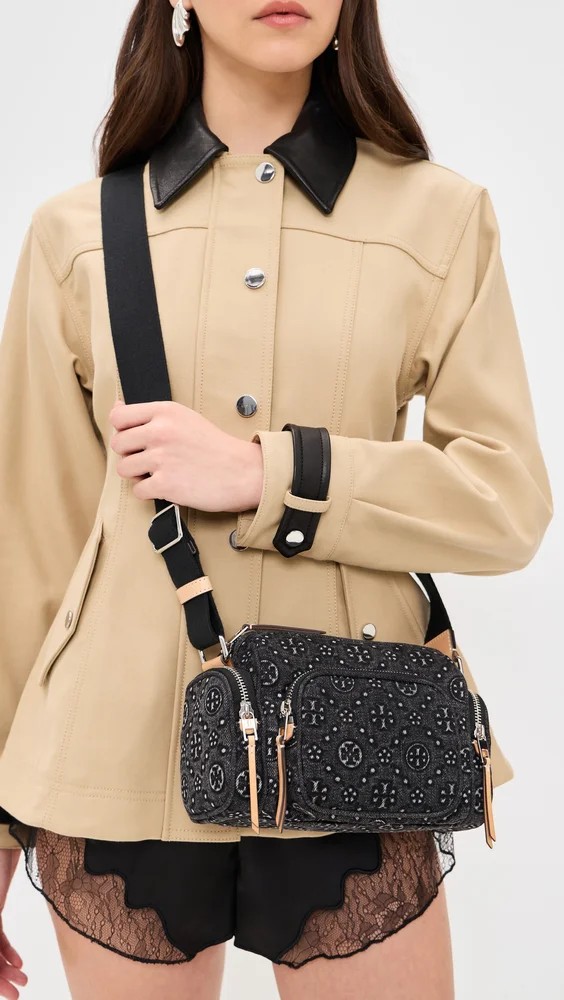 T Monogram Denim Pocket Crossbody Bag