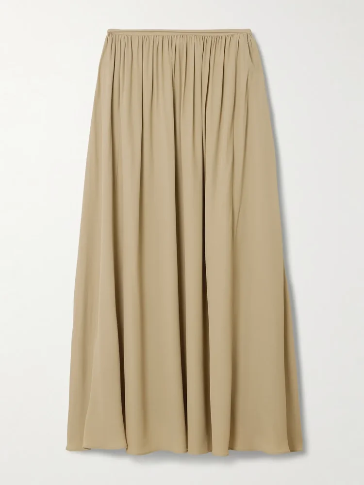 Elba tie-detailed crepe de chine maxi skirt