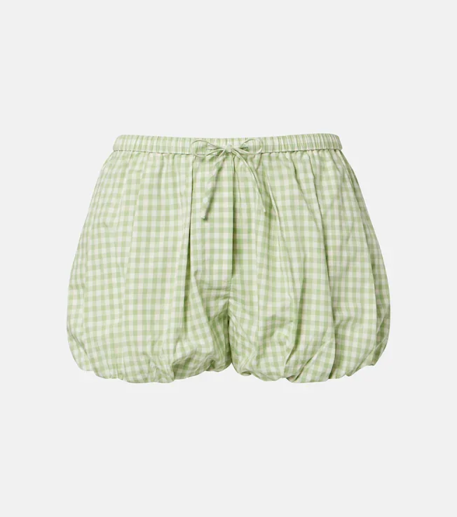 Gingham cotton-blend shorts