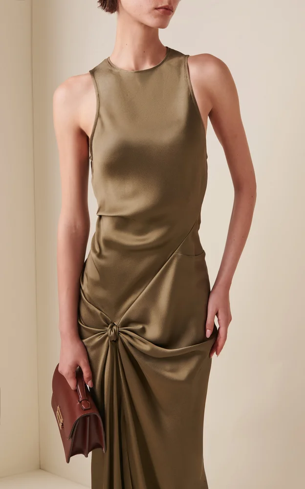 Twist-Detailed Satin Gown