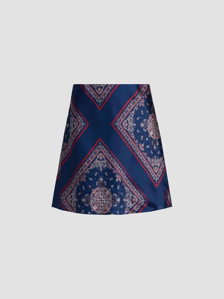 Aviva Paisley-Print Silk Miniskirt