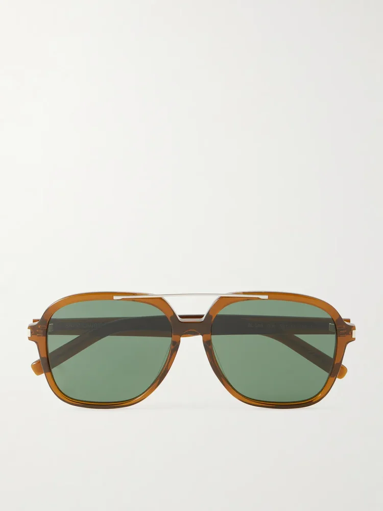 Double-Bridge Square-Frame Acetate Sunglasses