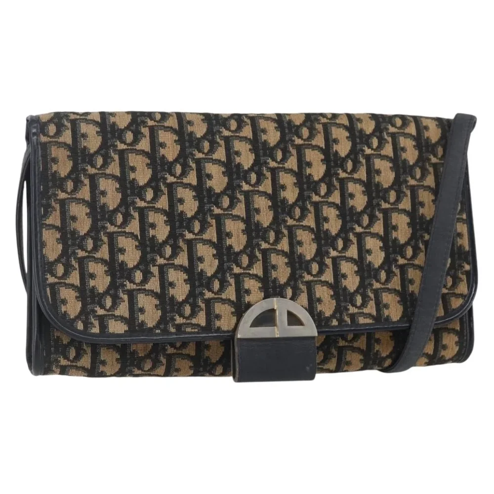 Pre-Owned Vintage Saddle Bag Diorissimo Canvas Medium