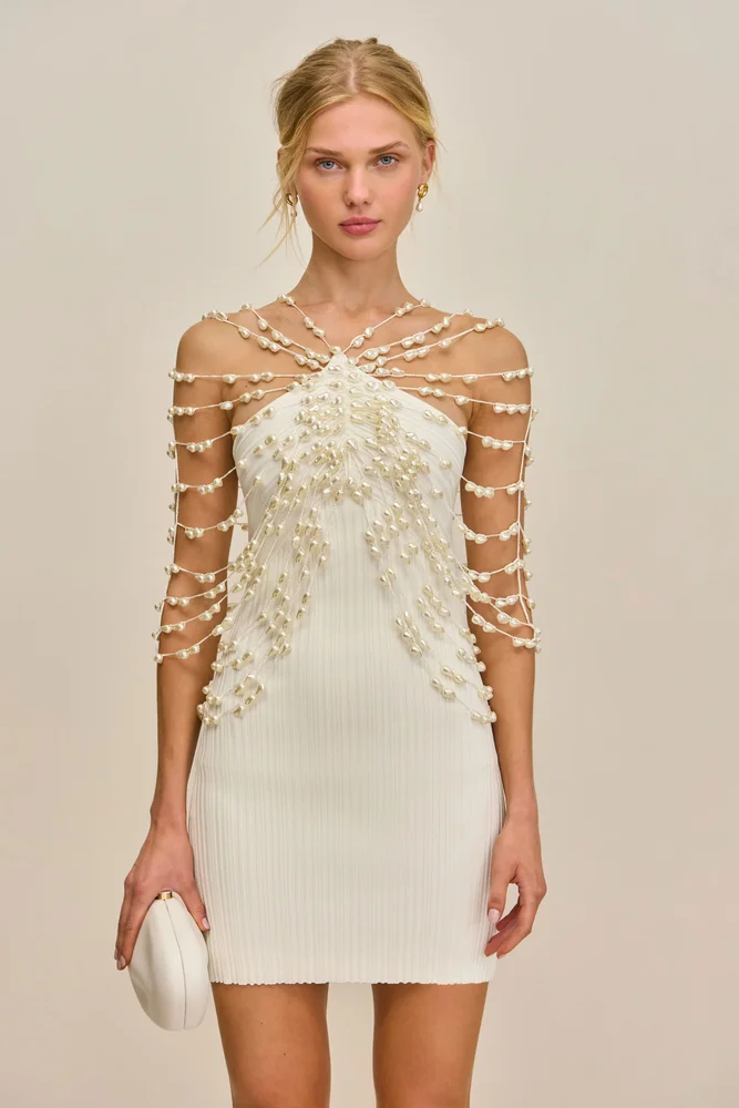 OLIVIANA KNIT DRESS - OFF WHITE