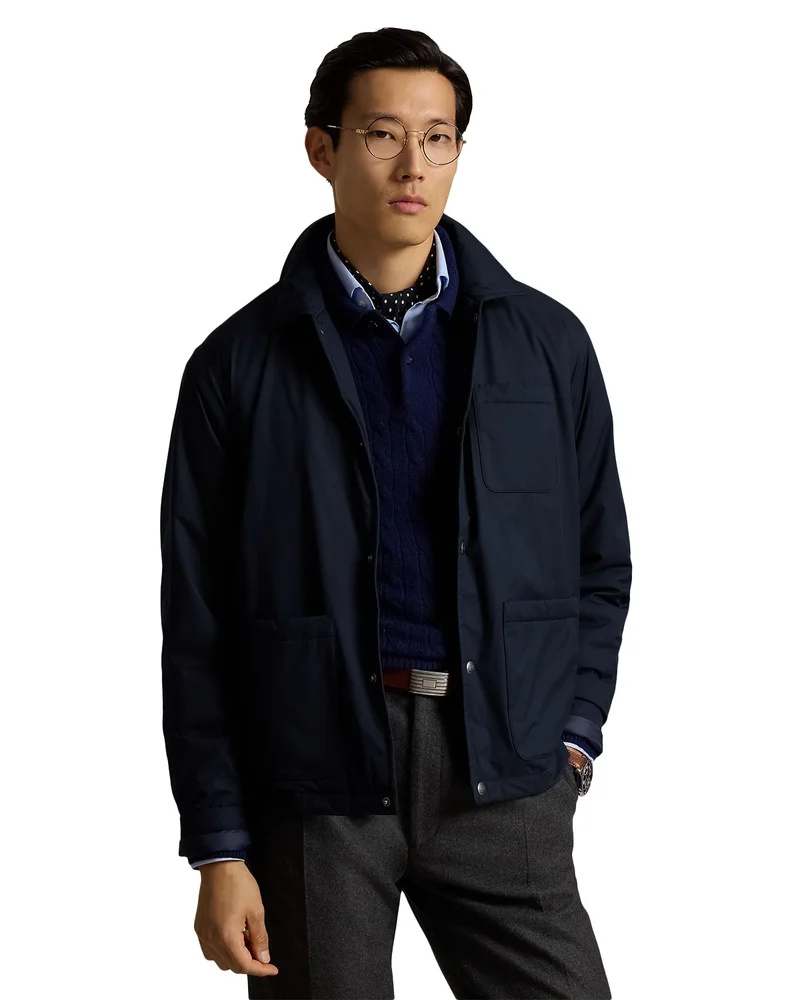 he Abottson Gabardine Leather Collar Down Overshirt
