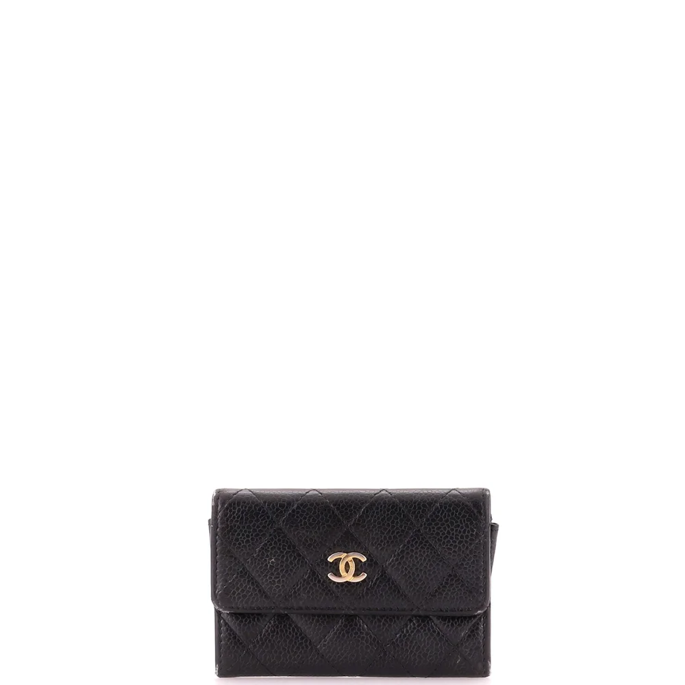 Pre-Owned Chanel CC Flap Card Case Quilted Caviar
