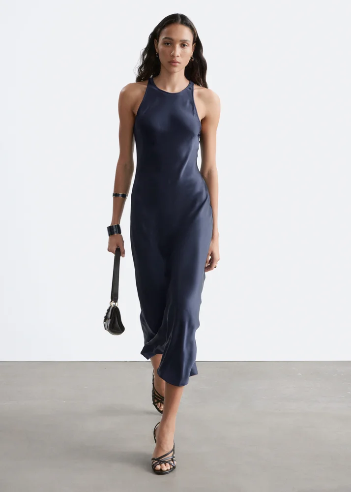 Sleeveless Satin Midi Dress