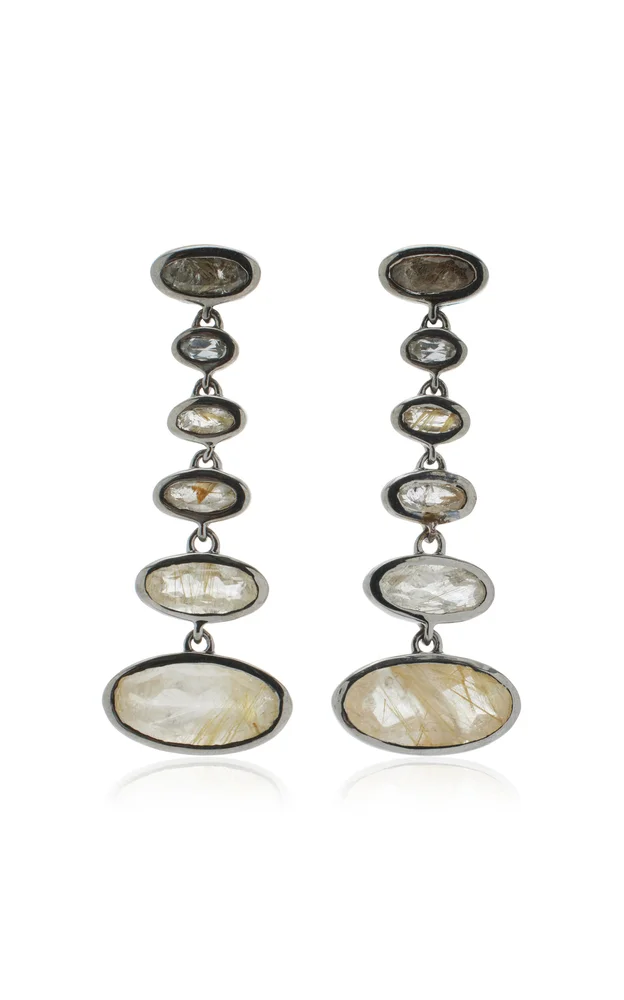 Nakard Vase Sterling Silver Quartz And Zircon Earrings